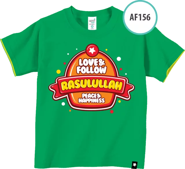 AF156 Kaos Anak Love & Follow Rasulullah, Peace & Happiness
