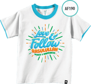 AF190 Kaos Anak Love & Follow Rasulullah Peace & Happiness