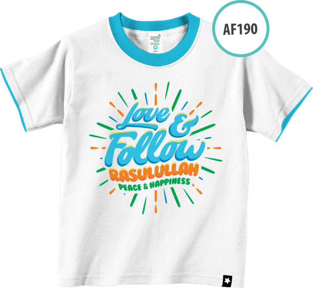 AF190 Kaos Anak Love & Follow Rasulullah Peace & Happiness